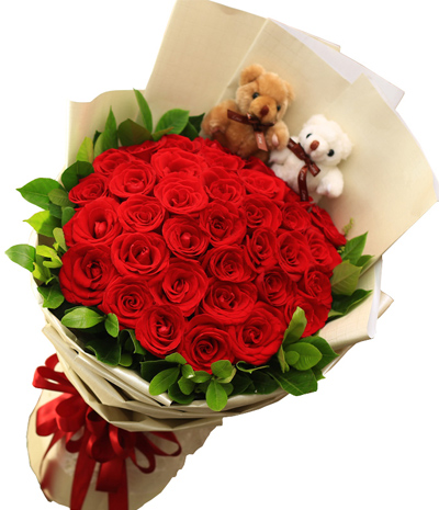 Fun in Love:33 Red Roses Flower Hand Delivered in China
